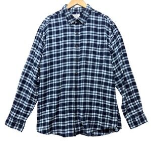 Croft & Barrow Mens XL Navy Blue Plaid Flannel Long Sleeve Button Down Shirt
